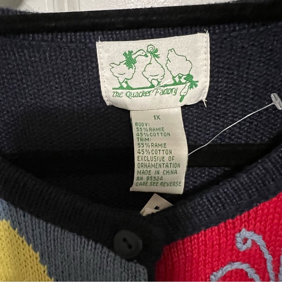 Quacker Factory Cities Cardigan Sweater 1x NWT Deadstock Rare Navy Blue Gift - Picture 6 of 6